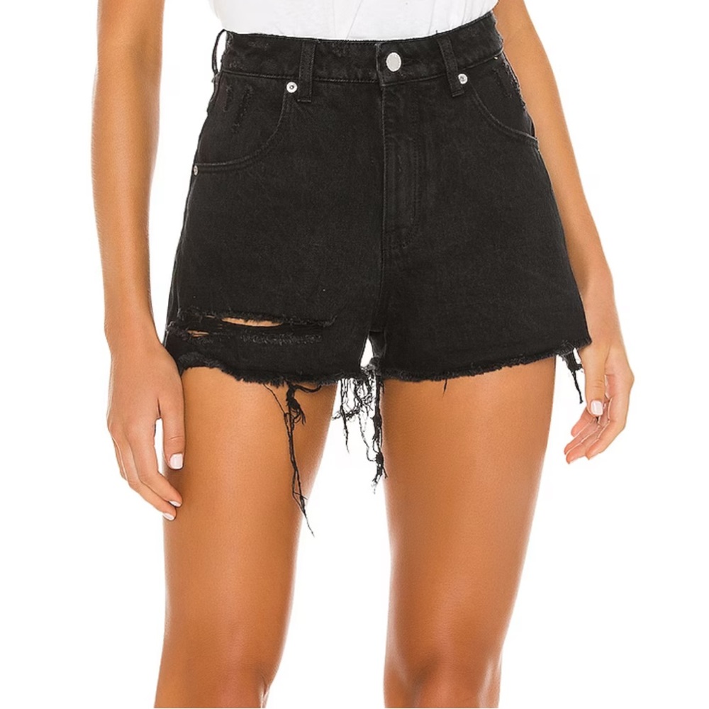 Black denim high waisted shorts